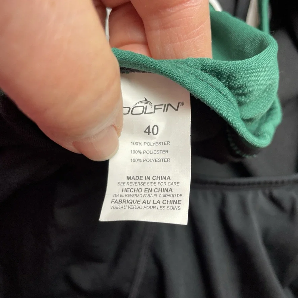 Dolfin‎ Womens Reliance One Piece Swimsuit Size 40/14 Black Green T-Back Comp